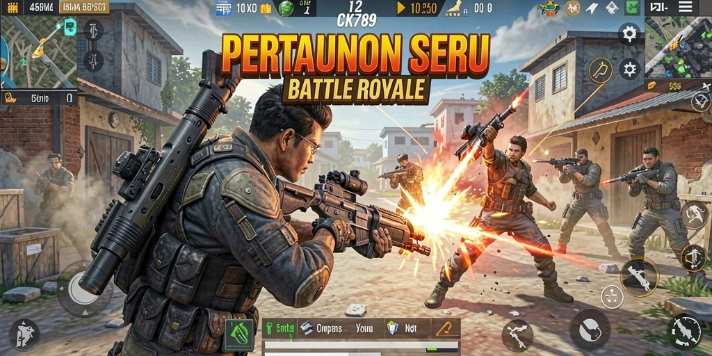 Tangkapan layar CK789 menampilkan aksi mendebarkan dalam pertempuran Battle Royale.