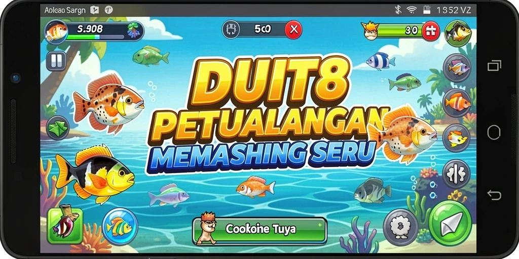 Gameplay seru dengan berbagai lokasi memancing di DUIT8.