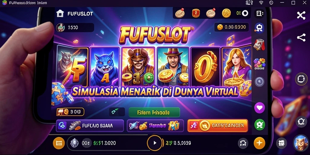 Tampilan gameplay FUFUSLOT dengan karakter unik dalam dunia virtual.