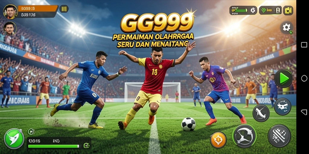 Screenshot GG999 menampilkan gameplay olahraga yang mendebarkan dan karakter yang sedang bertanding.