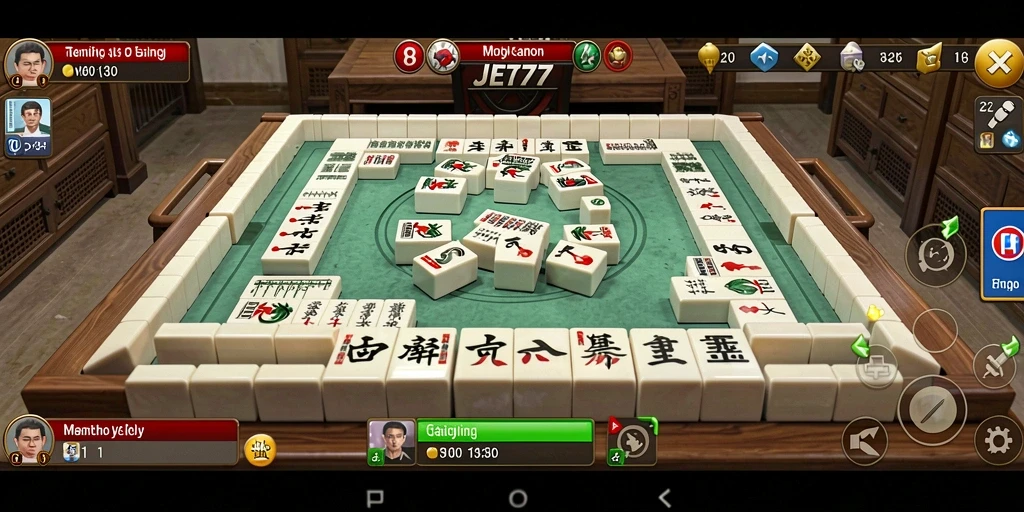 Screenshot JET77 menampilkan pemain asyik bermain Mahjong.