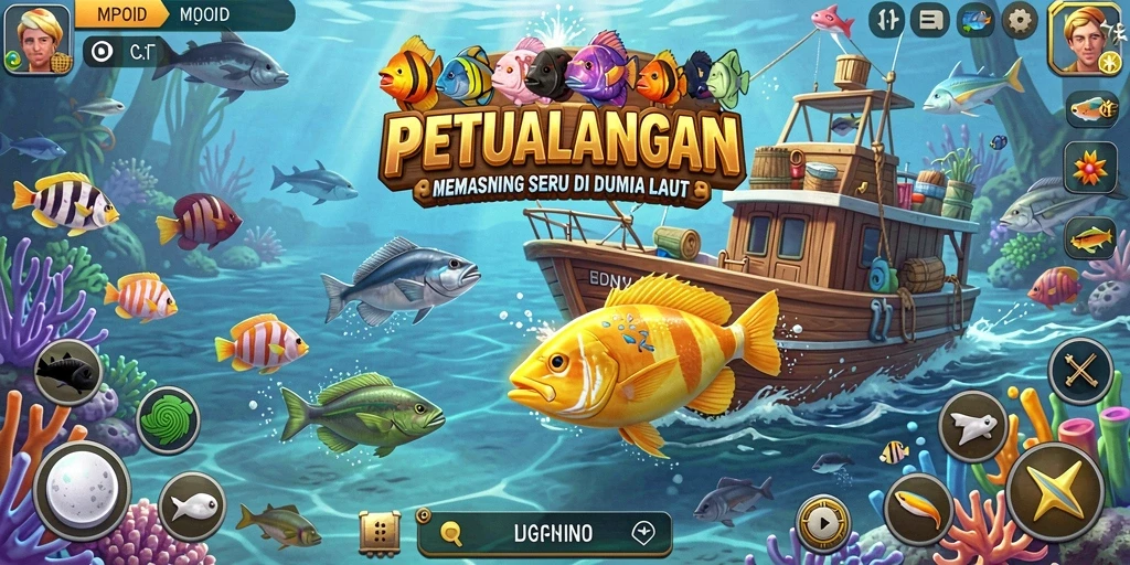 Gameplay MPOID dengan tampilan memikat saat memancing.
