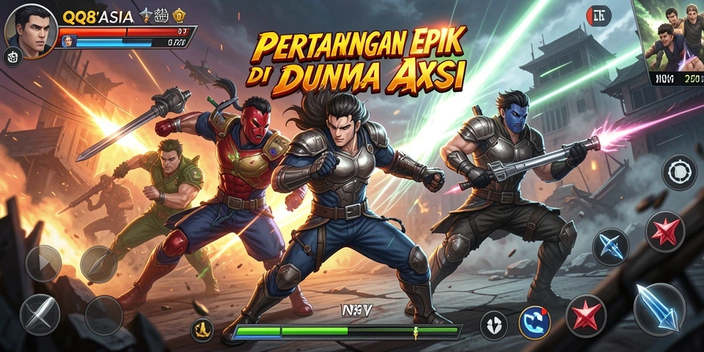Tangkapan layar gameplay <strong>QQ88ASIA</strong> menunjukkan pertarungan yang mendebarkan di arena aksi.