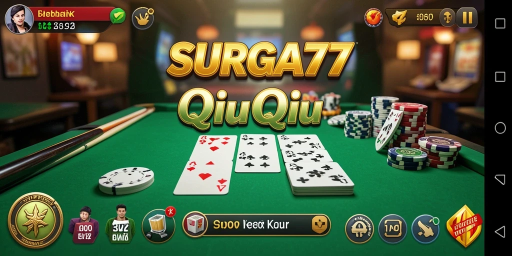Screenshot gameplay SURGA77 menampilkan keseruan permainan QiuQiu.