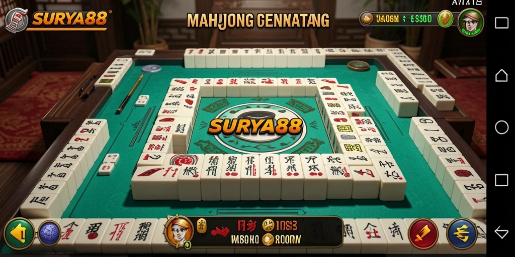Tampilan gameplay SURYA88 yang seru dan menarik saat bermain Mahjong.
