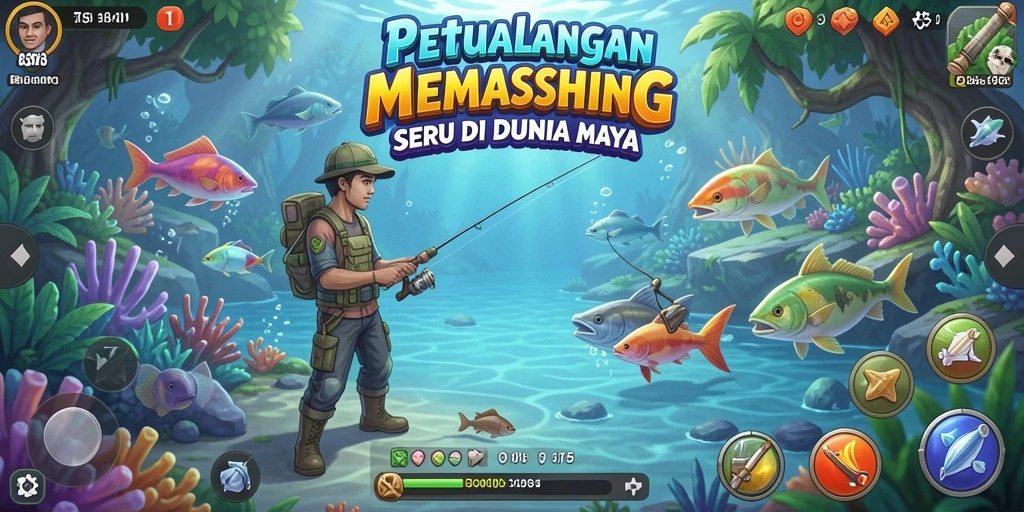 Screenshot gameplay T6 menampilkan aksi memancing yang mendebarkan.