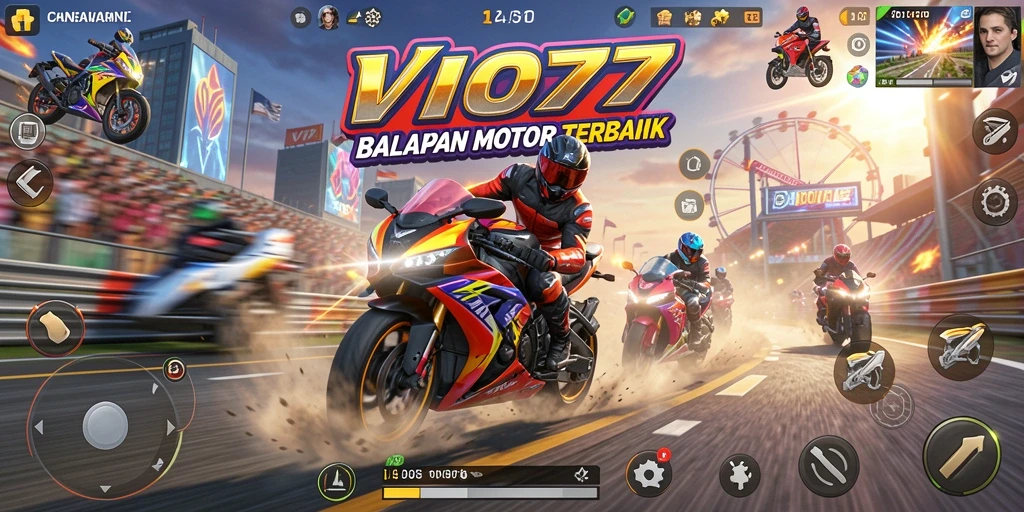 Tampilan aksi balapan motor VIO77 yang mendebarkan.