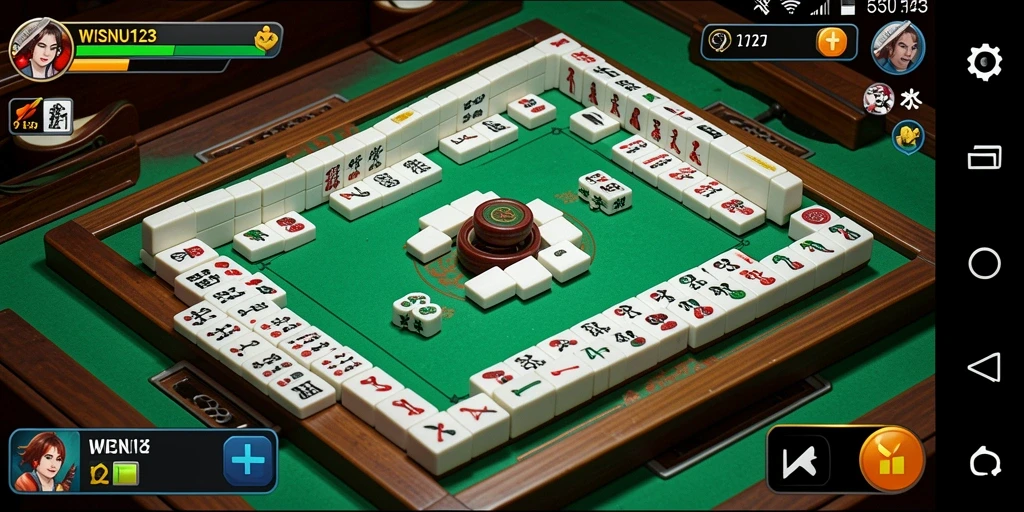Tampilan gameplay WISNU123 yang menampilkan papan Mahjong.